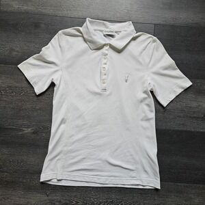 Golfino Womens Golf Polo Shirt Size 8 Medium White Short Sleeve Ladies Stretch